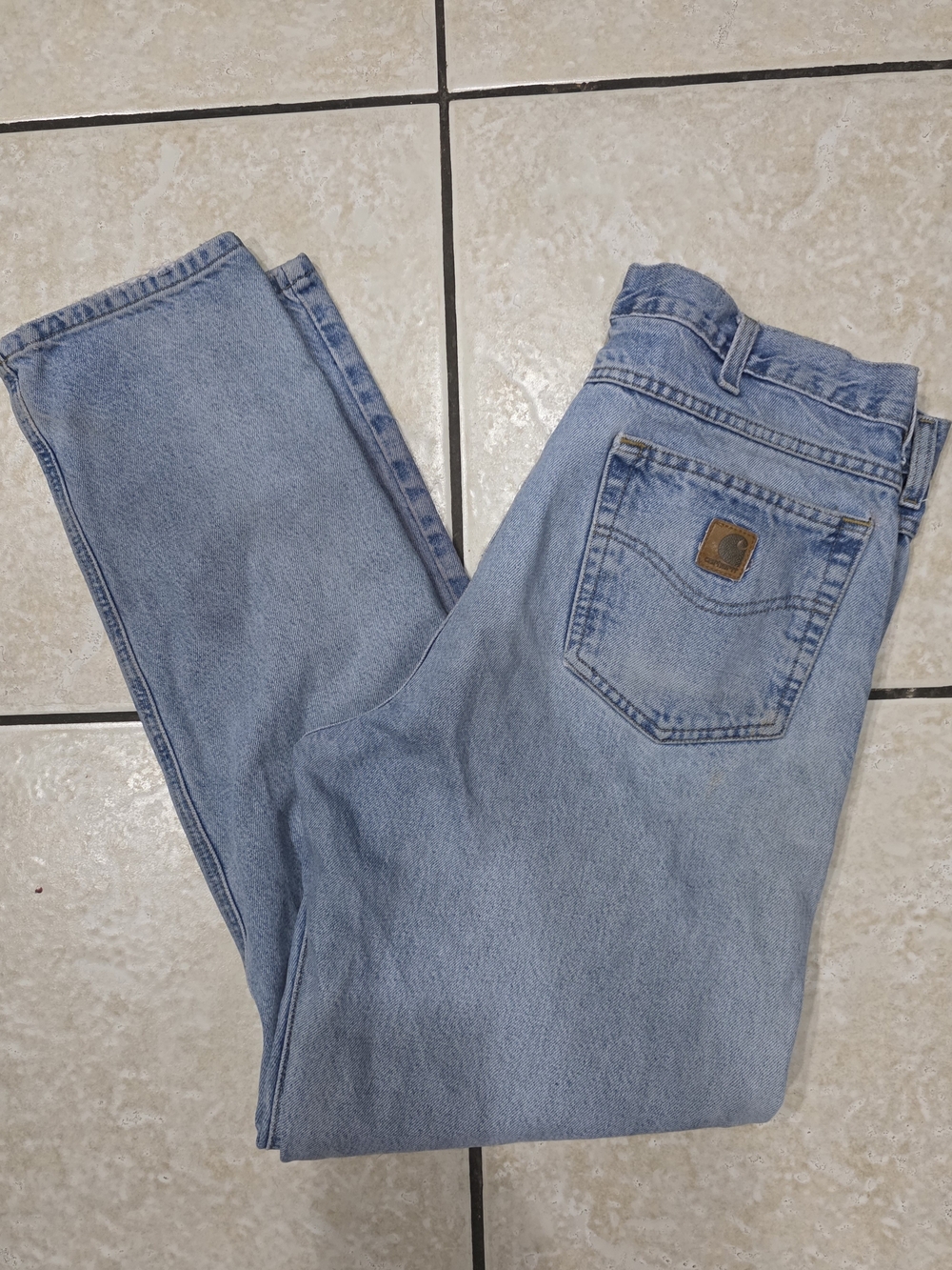 VTG 2003 Carhartt B17 DST Relaxed Fit Blue Denim Rugged Work Jeans 36x34 Y2K